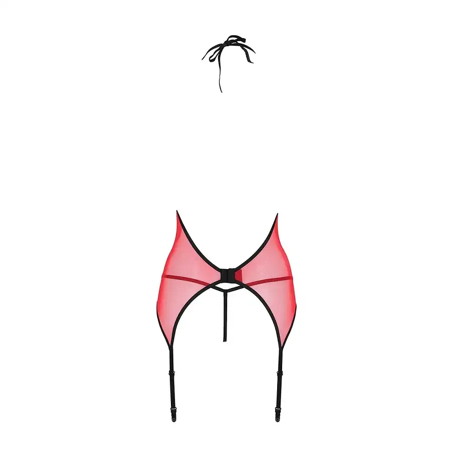 Корсет з пажами для панчіх Passion PEONIA CORSET L/XL red, стрінги Львів - фото 5