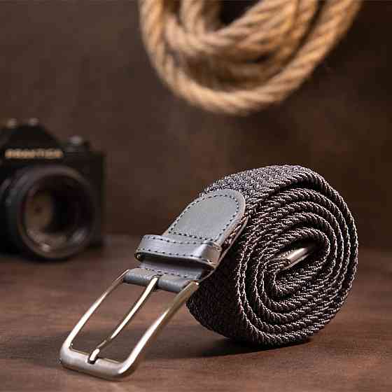 Текстильный ремень мужской классика Vintage 20518 Серый Киев