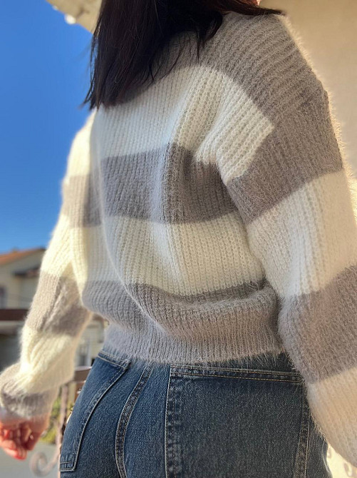 Светр жіночий A-N 2157 широка смуга короткий пухнастий ангора, сірий, 42-46 Київ - фото 8