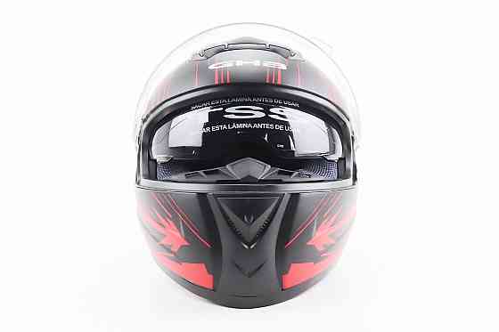 Шолом інтеграл, закритий (сертифікація DOT)+відкидні окуляри BLD-М61 M (57-58см), ЧОРНО-ЧЕРВОНИЙ (флуоресцентний) Київ