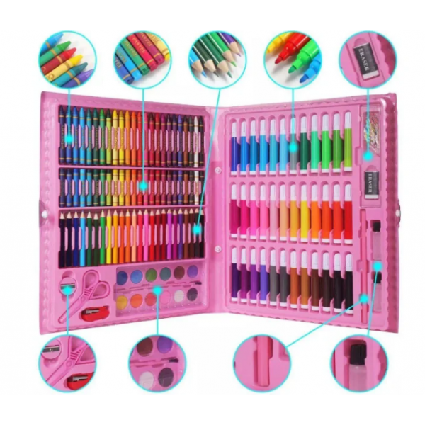 Набір для дитячої творчості у валізі з 150 предметів рожевий EL-1095-1 (20 шт./ясть) Одеса - фото 3