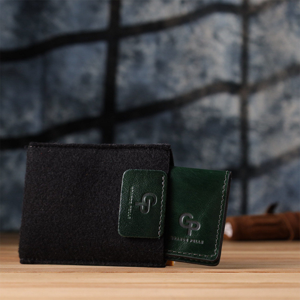 Обложка на документы из натуральной гладкой кожи GRANDE PELLE 22942 Зеленый Киев - изображение 1