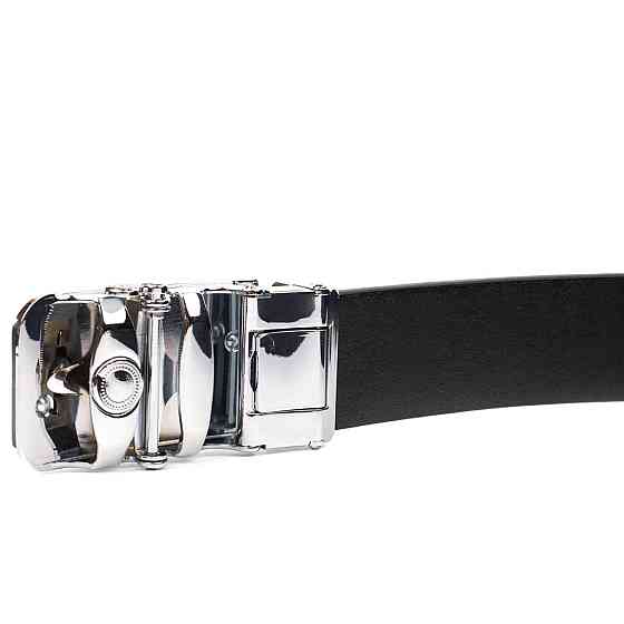 Брючный мужской ремень с пряжкой автомат из натуральной кожи 21465 Vintage Черный Киев