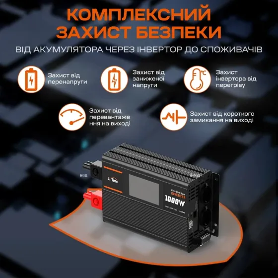Автономний однофазний інвертор 1kW/12V LiTime L12V1KW-EN-D (44-00526) Киев