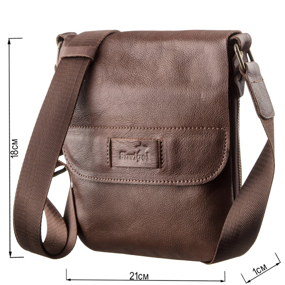 Чоловіча шкіряна сумка планшетка SHVIGEL 19114 Коричнева Київ - фото 4