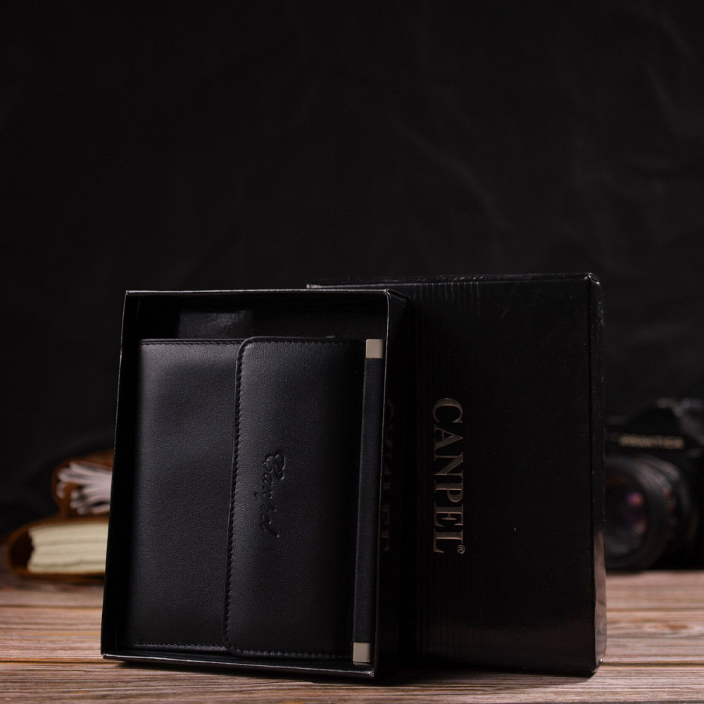 Ультрамодний гаманець для жінок з натуральної гладкої шкіри CANPELLINI 21928 Чорний Київ - фото 10