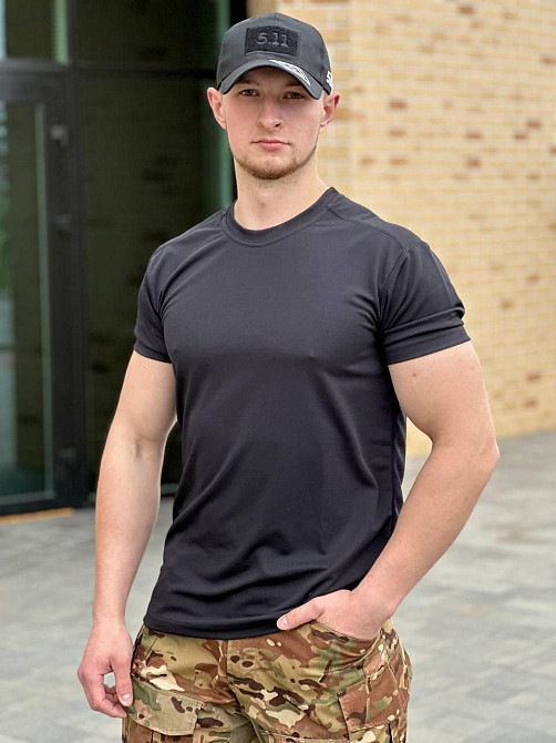 Военная черная футболка coolMax military летняя футболка качественная тактическая для ВСУ     WAR Львов - изображение 6