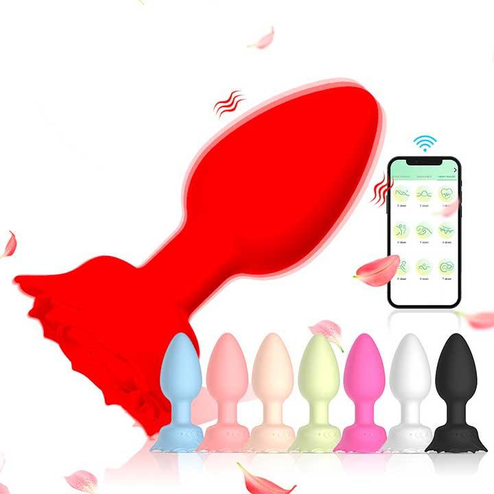 Силіконовий смарт анальний корок Smart Rose - Червоний - 3.3x10.5 см — Анальні іграшки Вінниця - фото 5