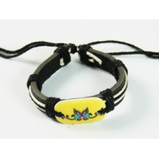 Кожаный браслет с желтым камнем Киев - изображение 1