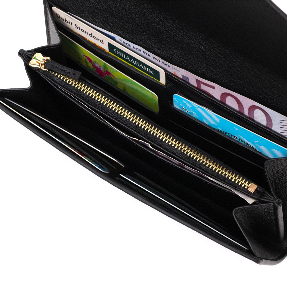 Женское вместительное портмоне из натуральной кожи Tony Bellucci 21976 Черный Киев - изображение 5