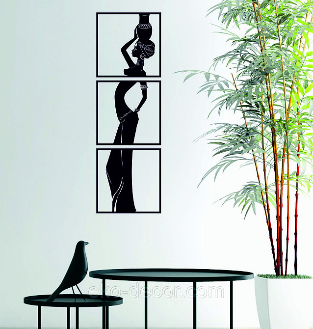 Декоративное настенное Панно «Девушка» Декор на стену 90*276 см, Черный Киев - изображение 1