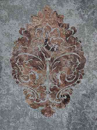 Шпалери вінілові на флізеліні гарячого тиснення DU&KA 1.06х10 вензель основа під штукатурку сірі коричневі Київ