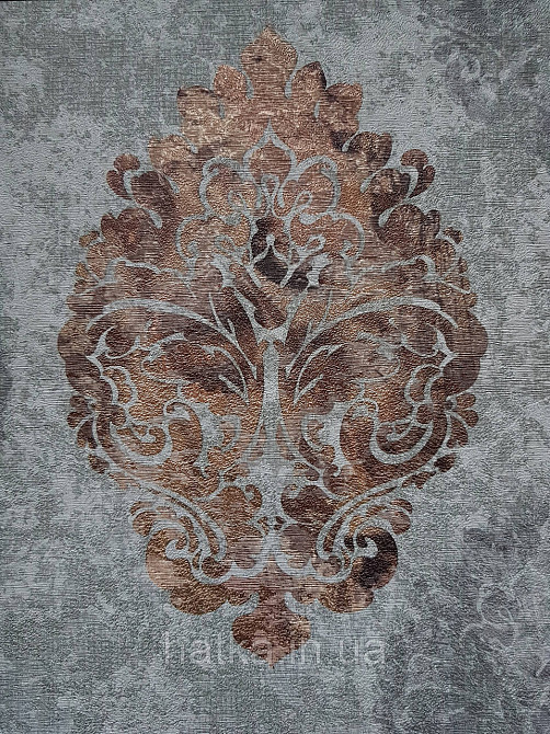 Шпалери вінілові на флізеліні гарячого тиснення DU&KA 1.06х10 вензель основа під штукатурку сірі коричневі Київ - фото 3