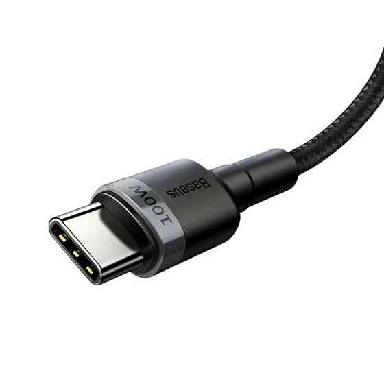 Кабель Baseus Cafule PD2.0 100W flash charging USB Type-C-Type-C cable (20V 5A) 2m Gray+Black Київ