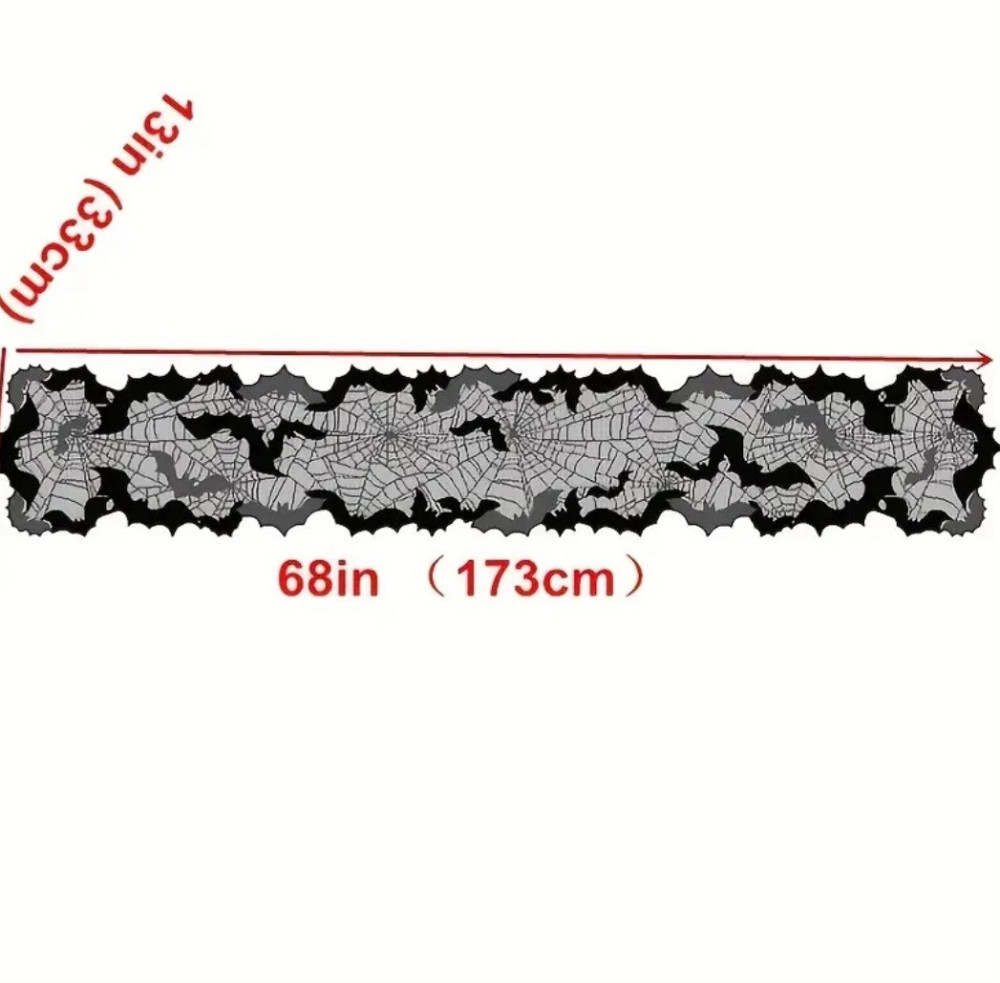 Скатерть на Хэллоуин дорожка Летучие Мыши 173 на 33 см черный Киев - изображение 2