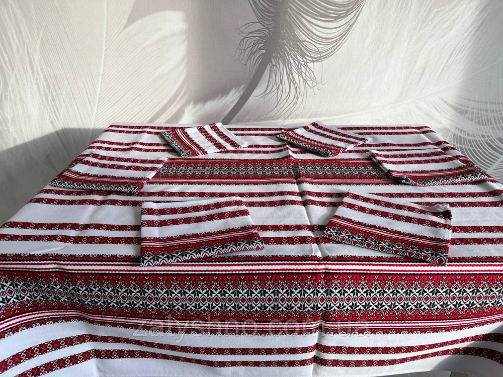 Красива вишита скатертина з серветками Київ - фото 3