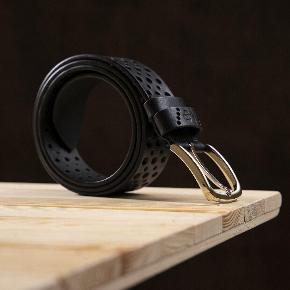 Ремень мужской Grande Pelle 11066 джинсовый Черный Киев - изображение 7