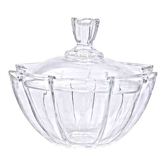 Круглая стеклянная сахарница с крышкой Ø 15 см Киев
