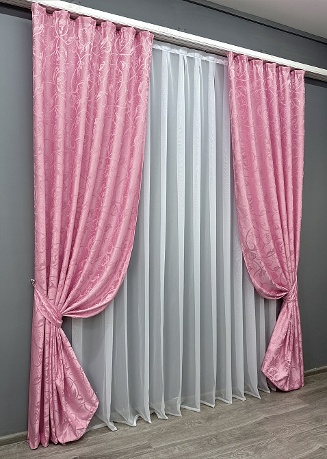 Комплект готових штор VR-Textil Жакард № 1731ш Рожевий 150х270 см 2 шт (33-0704) Київ - фото 3