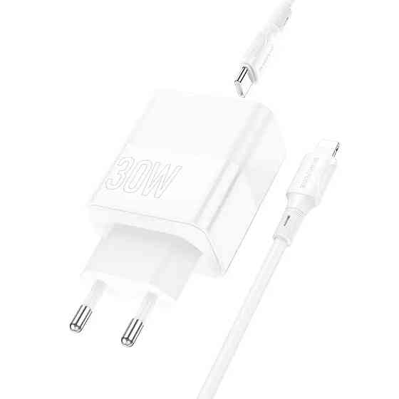 Мережевий зарядний пристрій BOROFONE BA75A Powerful dual port PD30W+QC3.0 charger set(C to iP) White Киев