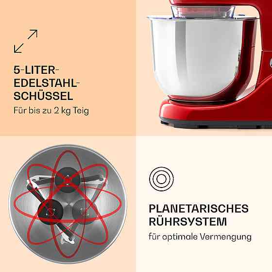 Кухонний комбайн Bella Pico 2G 1300W 1.7HP 6 рівнів 5 літрів Червоний (Німеччина, читати опис) Рівне