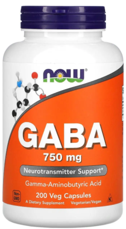Габа гамма-аміномасляна кислота Now Foods GABA 750 мг 200 капс Київ
