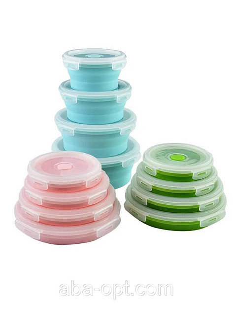 Набор круглых силиконовых складных контейнеров Универсал (4 шт).Aba-Opt Одесса - изображение 1