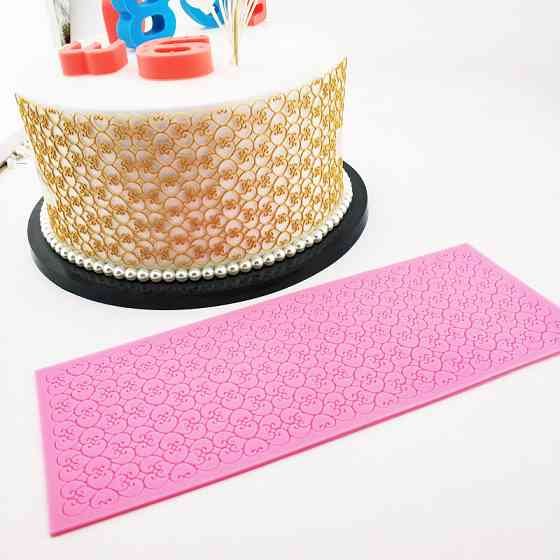 Молд силиконовый Кружево 65 на 155 мм розовый Киев