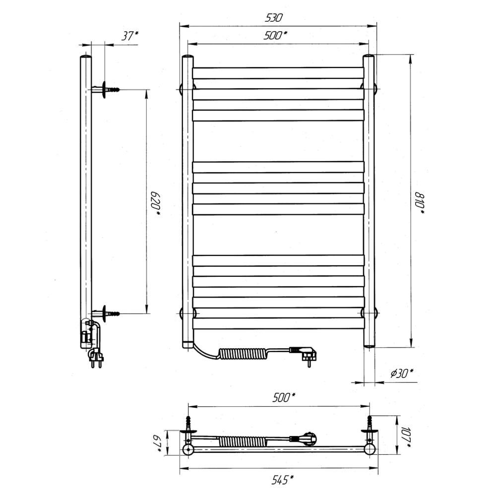 Электрический полотенцесушитель Laris Кватро П10 500Х800 Э левое подключ. S3 Киев - изображение 6