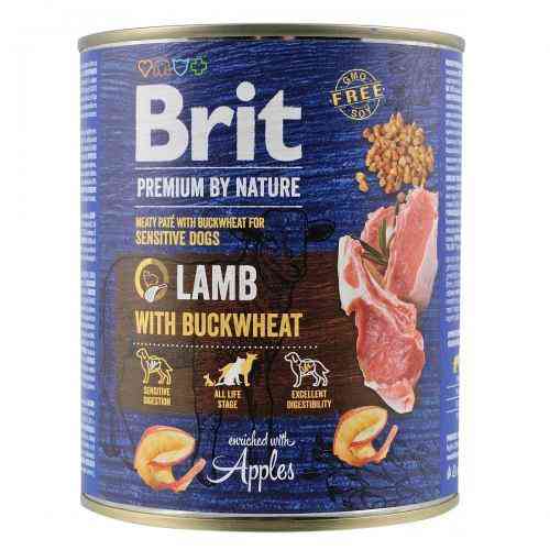 Вологий корм Brit Premium by Nature для собак, ягня з гречкою, 800 г Київ