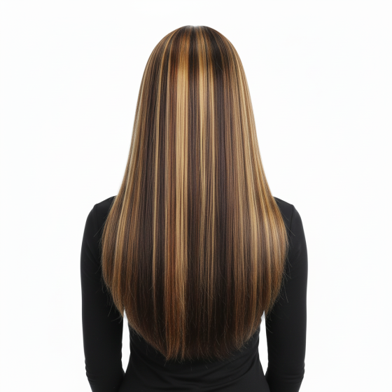 Длинный парик из прямых искусственных волос омбре 70 см Каштановый с Блонд Винница