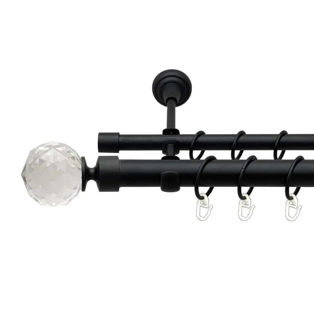 Карниз Orvit Люміера металевий дворядний відкритий гладка труба кільце металеве Чорний Оксамит 25\16 мм 240 см Львов - изображение 1