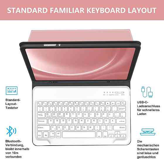 Противоударный чехол-книга с клавиатурой Samsung Galaxy Tab S7 FE+/S7+/S8+ 12.4