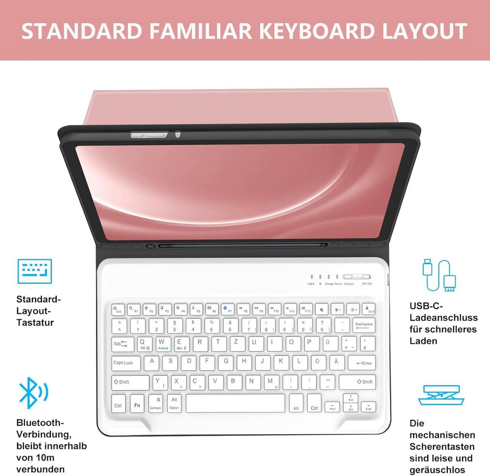 Протиударний чохол-книжка з клавіатурою на Samsung Galaxy Tab S7 FE+/S7+/S8+ 12.4" Дніпро - фото 5