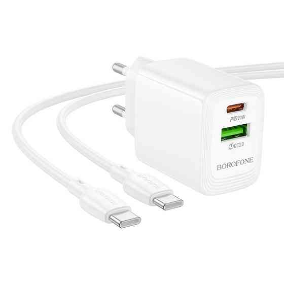 Мережевий зарядний пристрій BOROFONE BN27 Fuente PD20W+QC3.0 charger (EU) White Одеса
