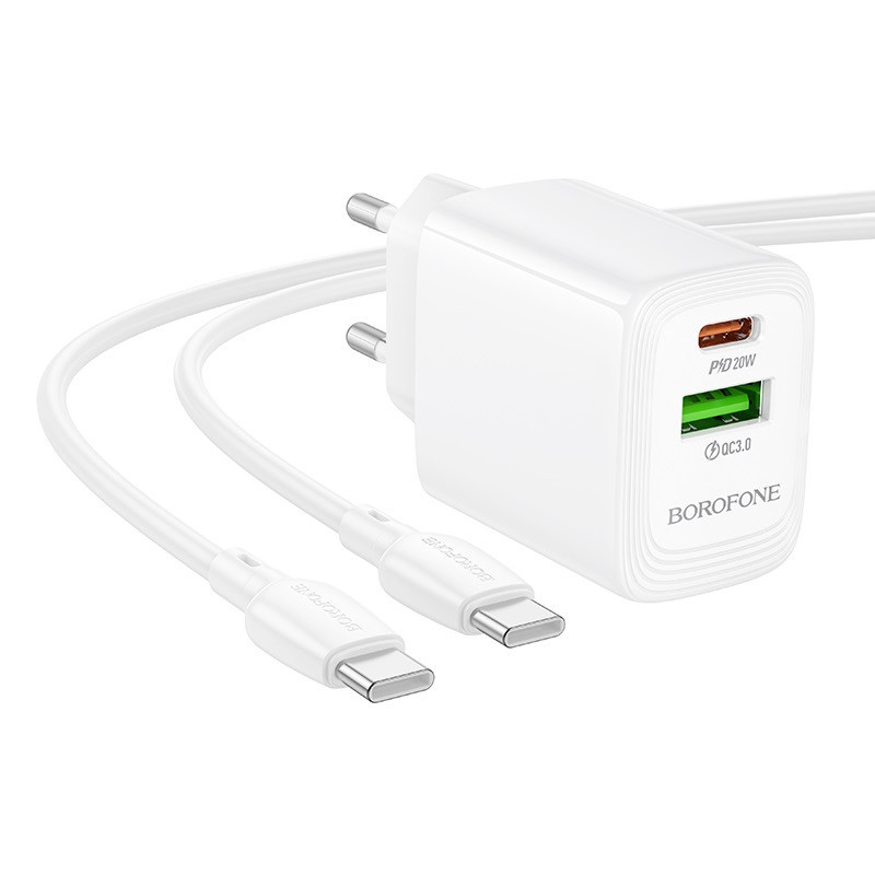 Мережевий зарядний пристрій BOROFONE BN27 Fuente PD20W+QC3.0 charger (EU) White Одеса - фото 4
