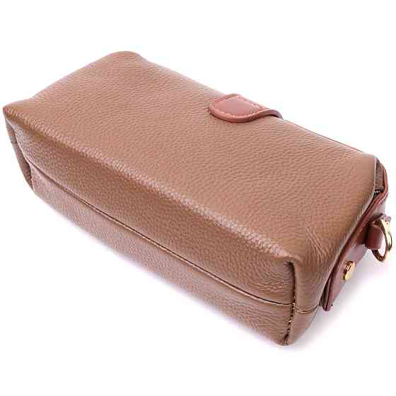 Красивий клатч з цікавою клямкою з натуральної шкіри Vintage 22425 Коричневий Київ