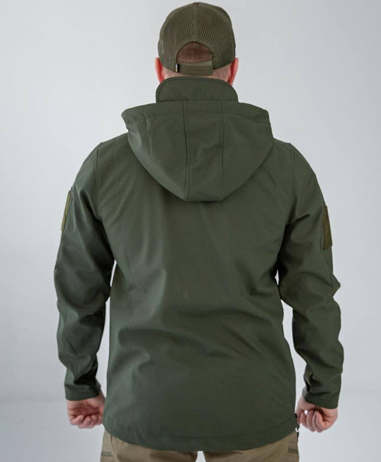 Чоловіча тактична куртка демісезонна Soft Shell з капюшоном (Оливковий) 2XL Вінниця - фото 5
