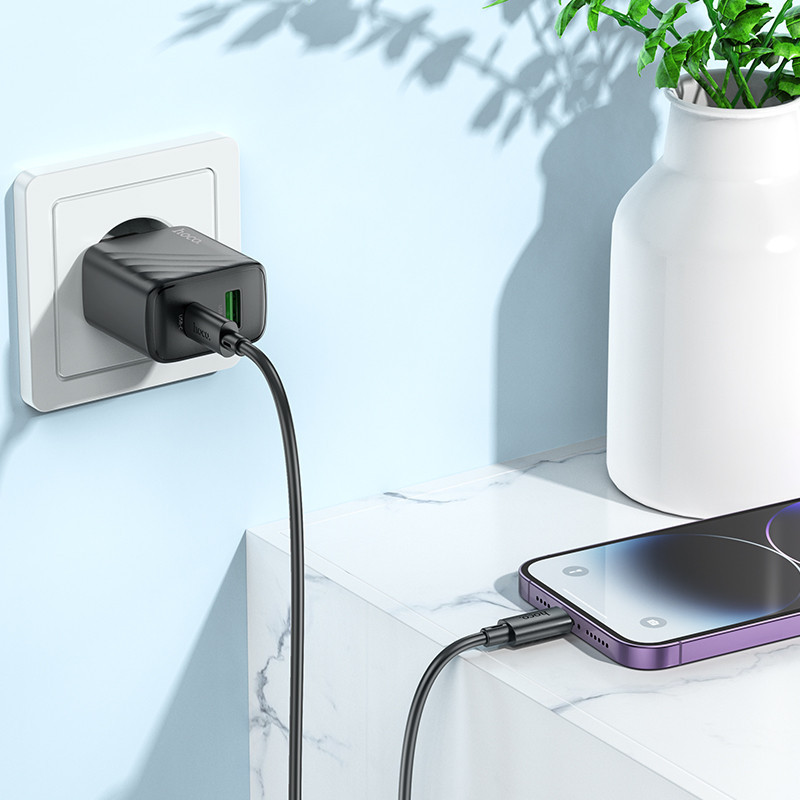 Мережевий зарядний пристрій HOCO CS23A Sunlight dual port PD30W+QC3.0 charger Black Одеса - фото 8