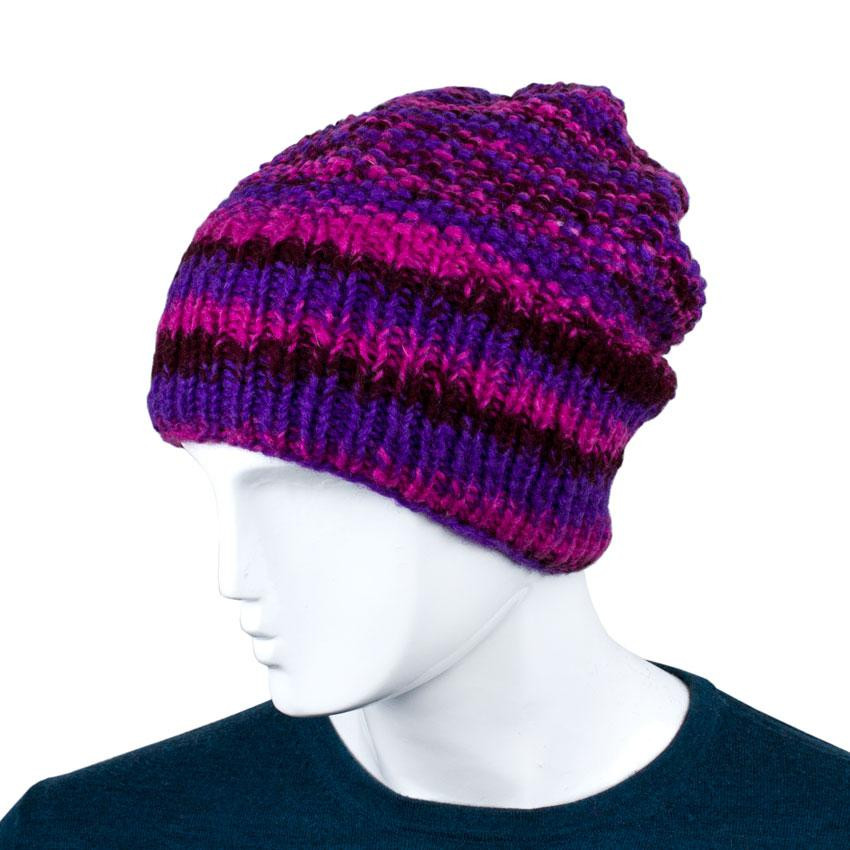 Шапка жіноча ручної в'язки з вовни Київ - фото 1