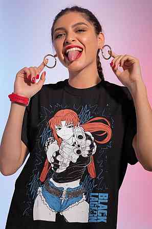 Футболка для мальчика аниме Блакк Лагоон Ревй Балалаика оверсайз (рост от 165 до 180 ) Черний AnimeJ0031m Днепр