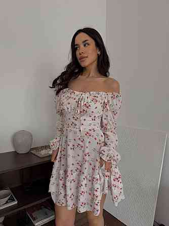 Женское вечернее романтичное платье с принтом цветочным Белый, 44/46 Одесса