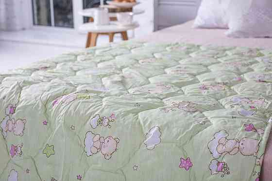 Ковдра дитяча Ecotton 110х140 см антиалергенна стьобана з бязі салатова 10-0214 green Коломыя