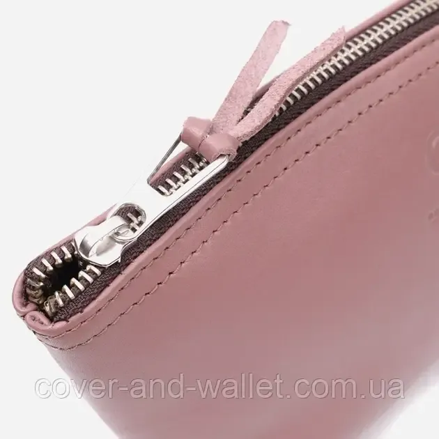 Стильна жіноча шкіряна косметичка пудрового кольору Grande Pelle Київ - фото 3