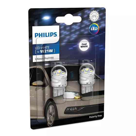 Комплект світлодіодних ламп Philips 11065CU31B2 W21W LED Ultinon Pro3100 12V W3x16d WHITE Харків