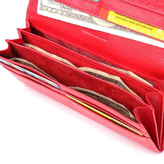 Яскравий жіночий гаманець на магнітах із натуральної шкіри Червоний (ST Leather) Київ