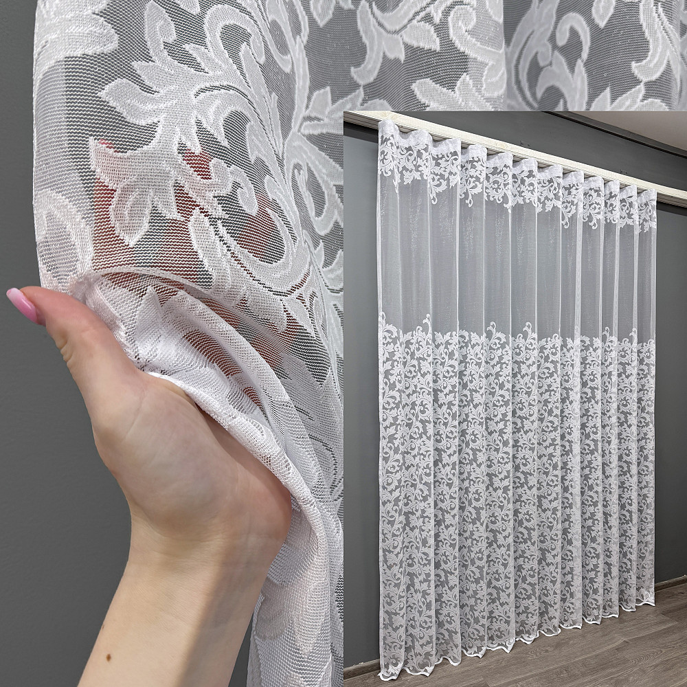 Тюль VR-Textil 639т Жаккард Премиум Белый 300х270 см (42-0355) Киев - изображение 1