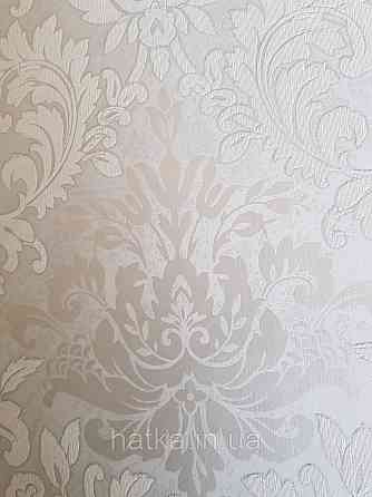 Шпалери метрові вінілові на флізелін Marburg Villa Romana класичні вензелі завитки білі сірі сріблясті Київ