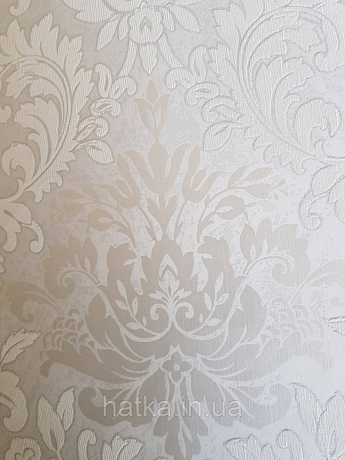 Шпалери метрові вінілові на флізелін Marburg Villa Romana класичні вензелі завитки білі сірі сріблясті Київ - фото 3