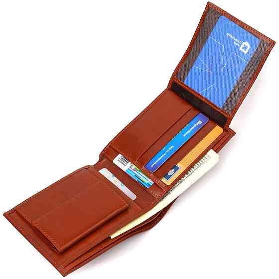 Чоловічий гаманець без застібки горизонтального формату з натуральної гладкої шкіри CANPELLINI 21762 Коричневий Київ